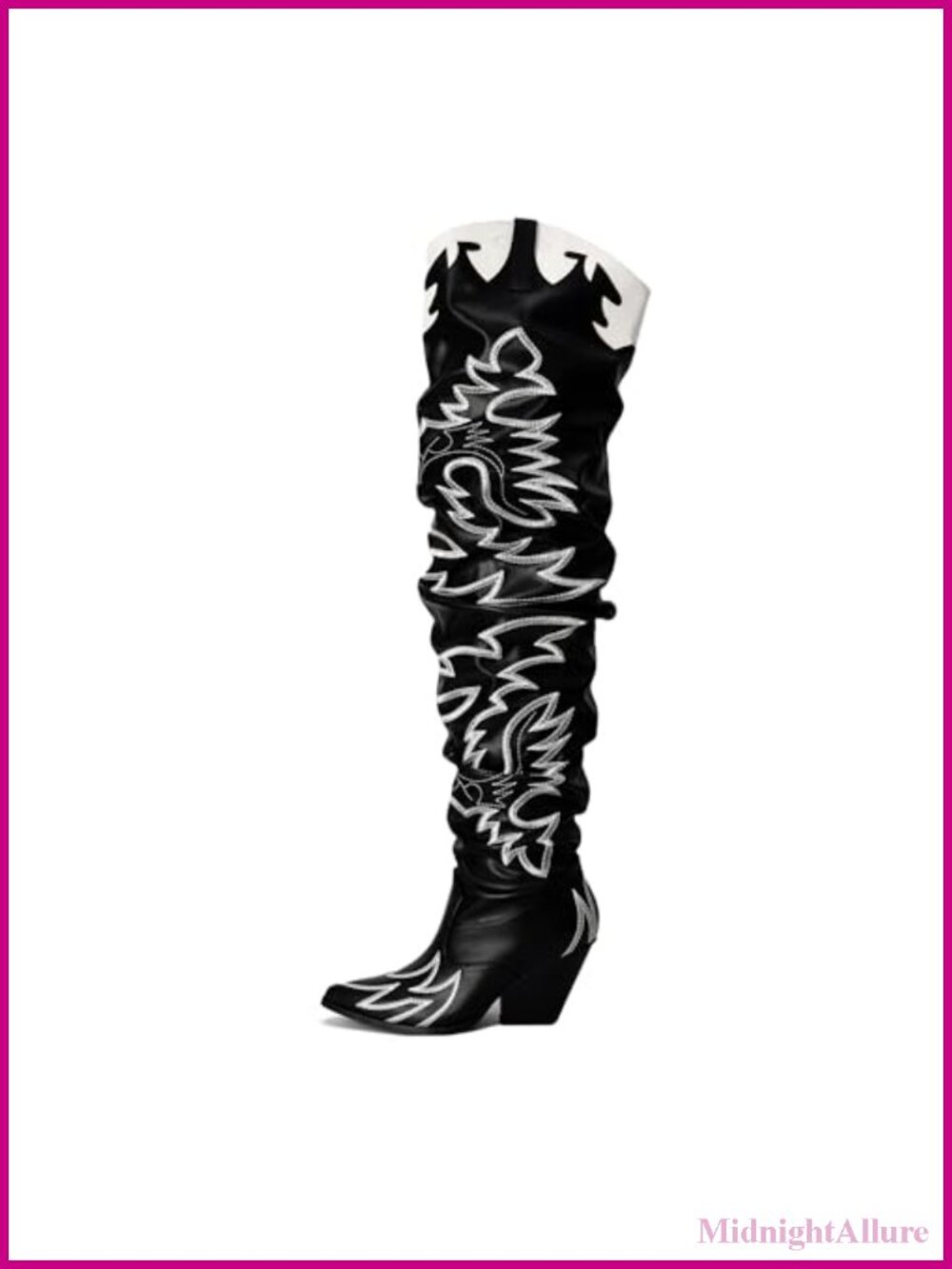 Women's Western Thigh High Over The Knee Cowboy Boots Chunky Block Heel